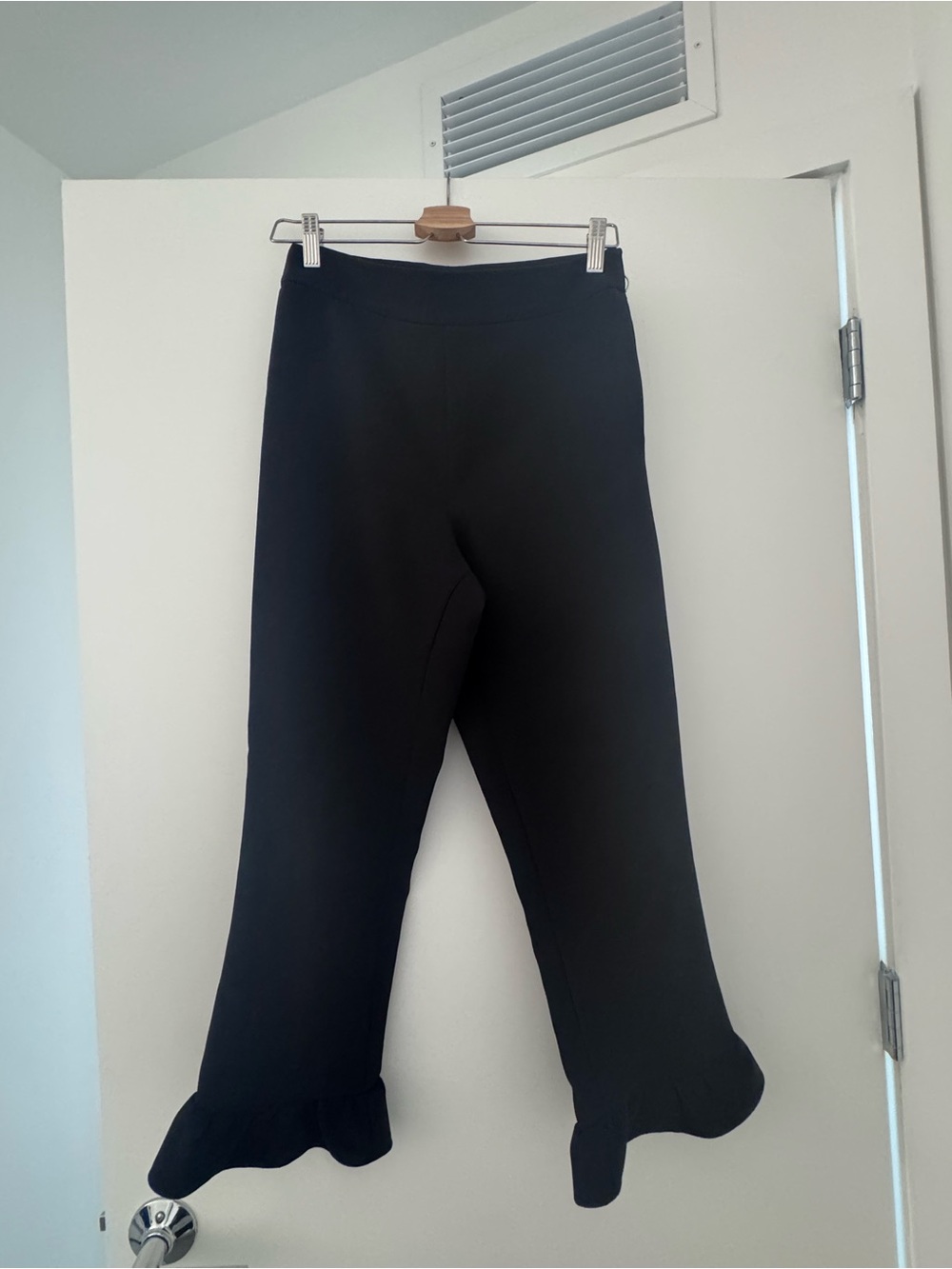 Black Ruffle Hem zip dress pants